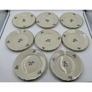 Vintage HACKEFORS Swedish Porcelain Bread Plates SET 8, Sweden, 1930’s